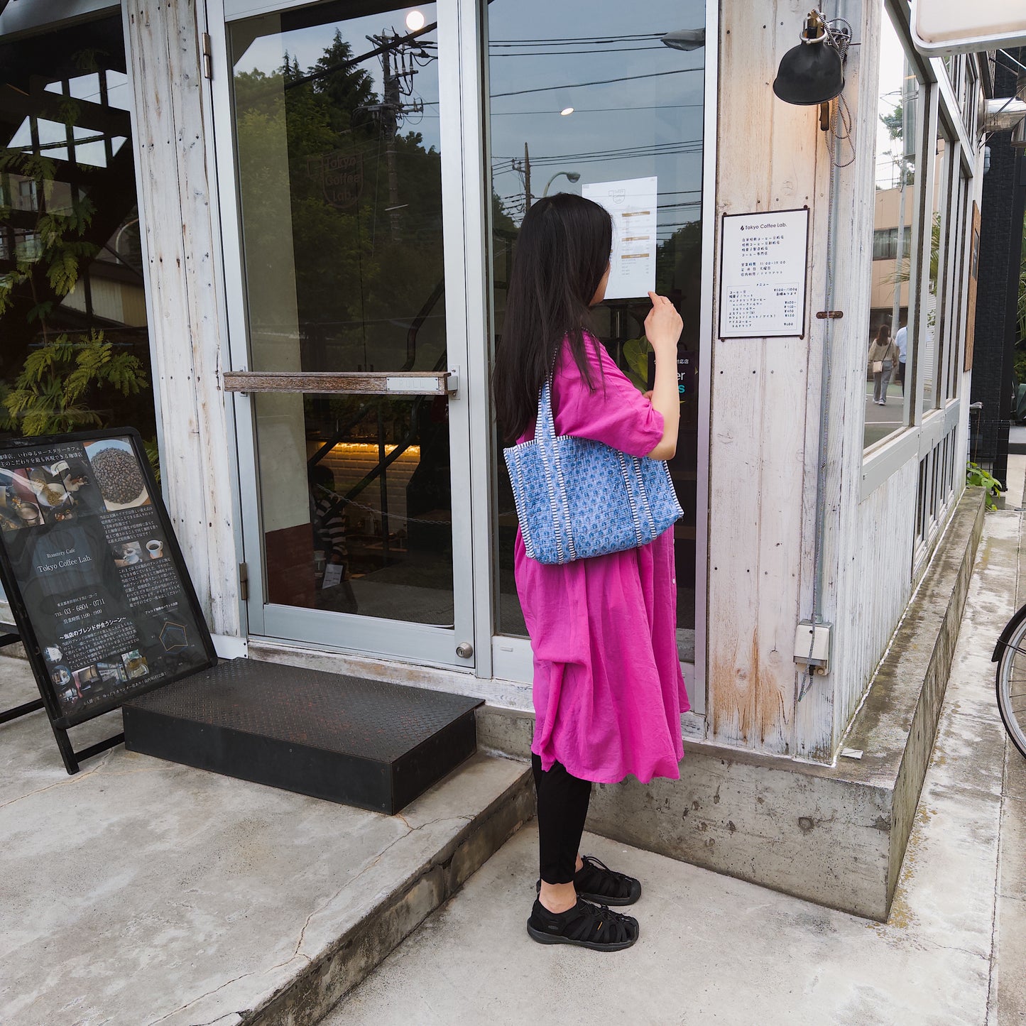 Blockprint Mini Totebag - ブルー