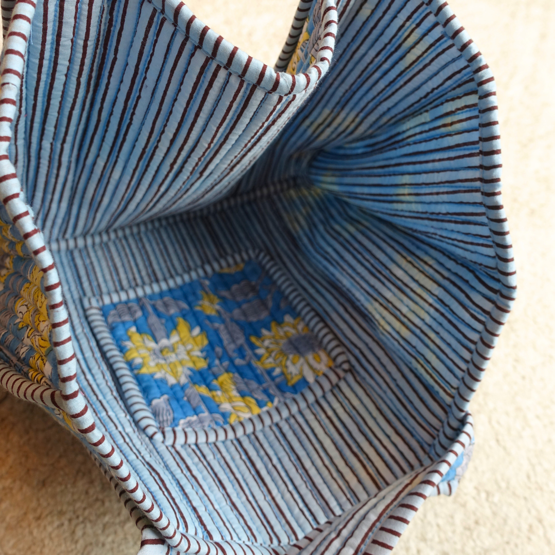 1/24 (土) 17時販売開始!Blockprint Mini Totebag - サニーブルー