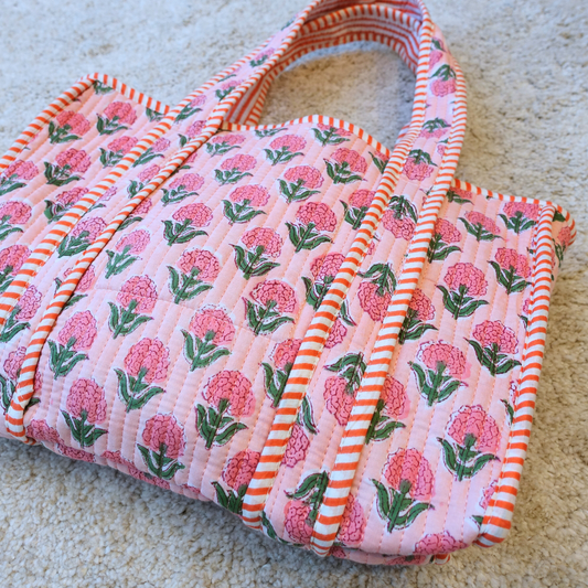 Blockprint Mini Totebag - ラブリーピンク
