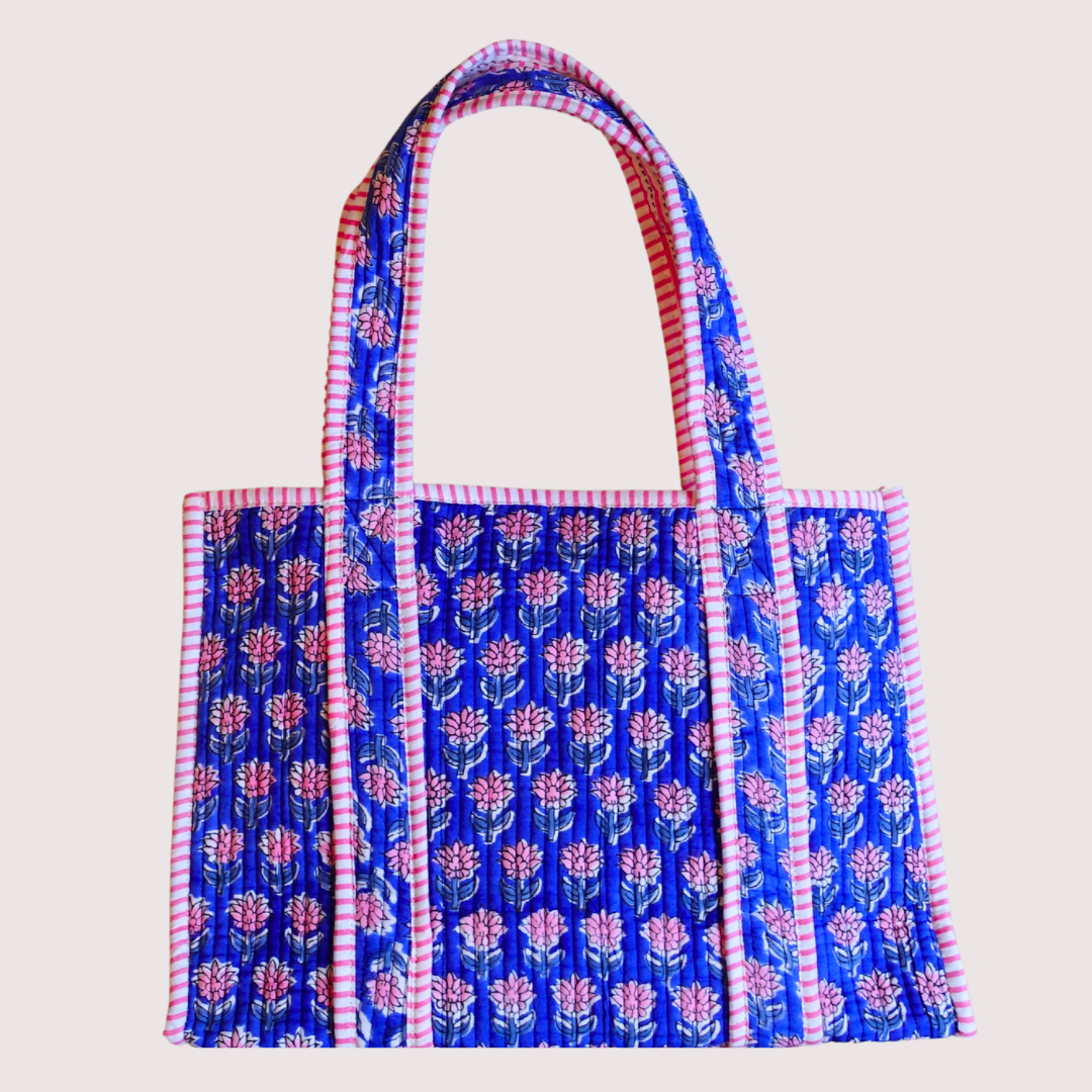9/23 (火) 17時販売開始!Blockprint Mini Totebag - ラブリーブルー