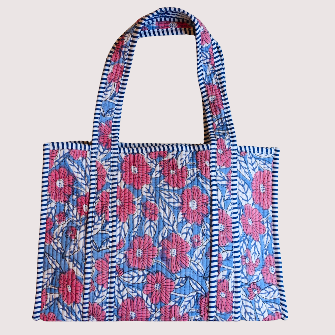 9/23 (火) 17時販売開始!Blockprint Mini Totebag - アクアブロッサム