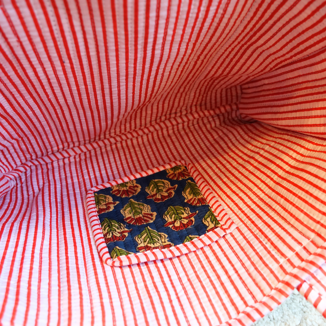 Blockprint Mini Totebag - ネイビーレッド