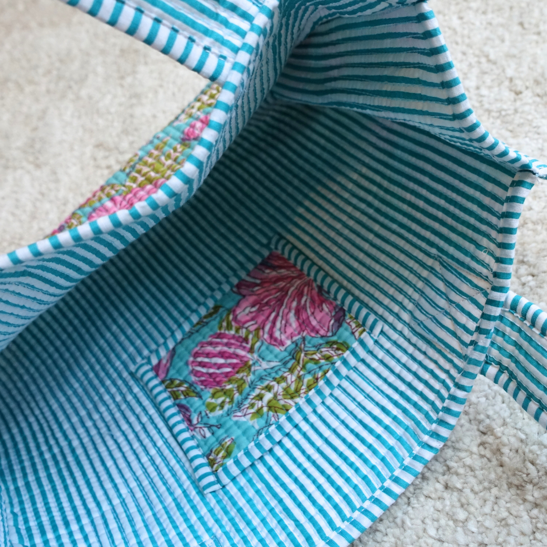 8/18 (月) 17時発売!Blockprint Mini Totebag - パープルフラワーブーケ