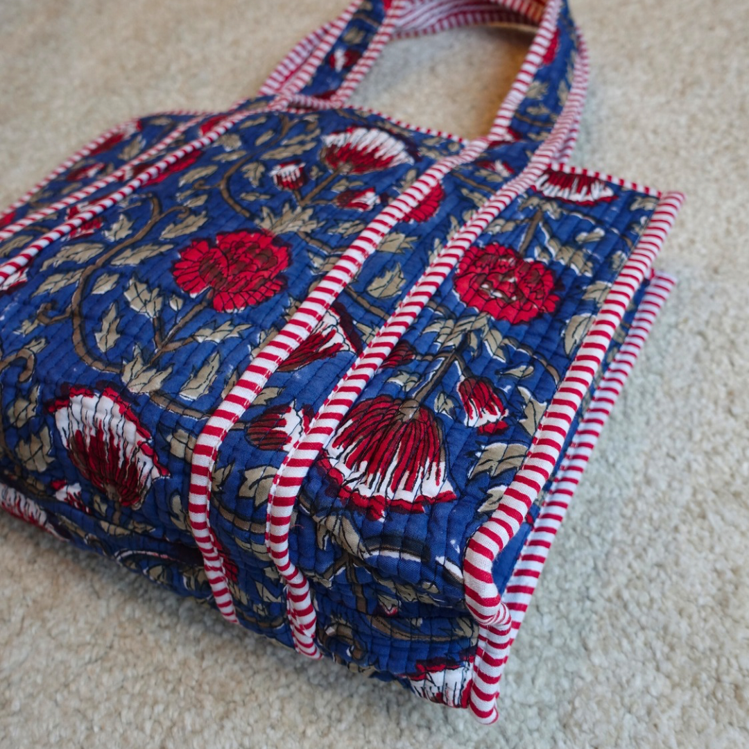 9/23 (火) 17時販売開始!Blockprint Mini Totebag - ルージュブロッサム