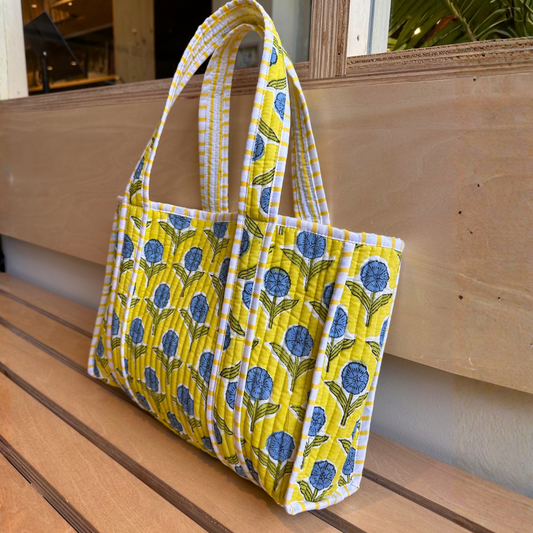 Blockprint Mini Totebag - ネオングリーン