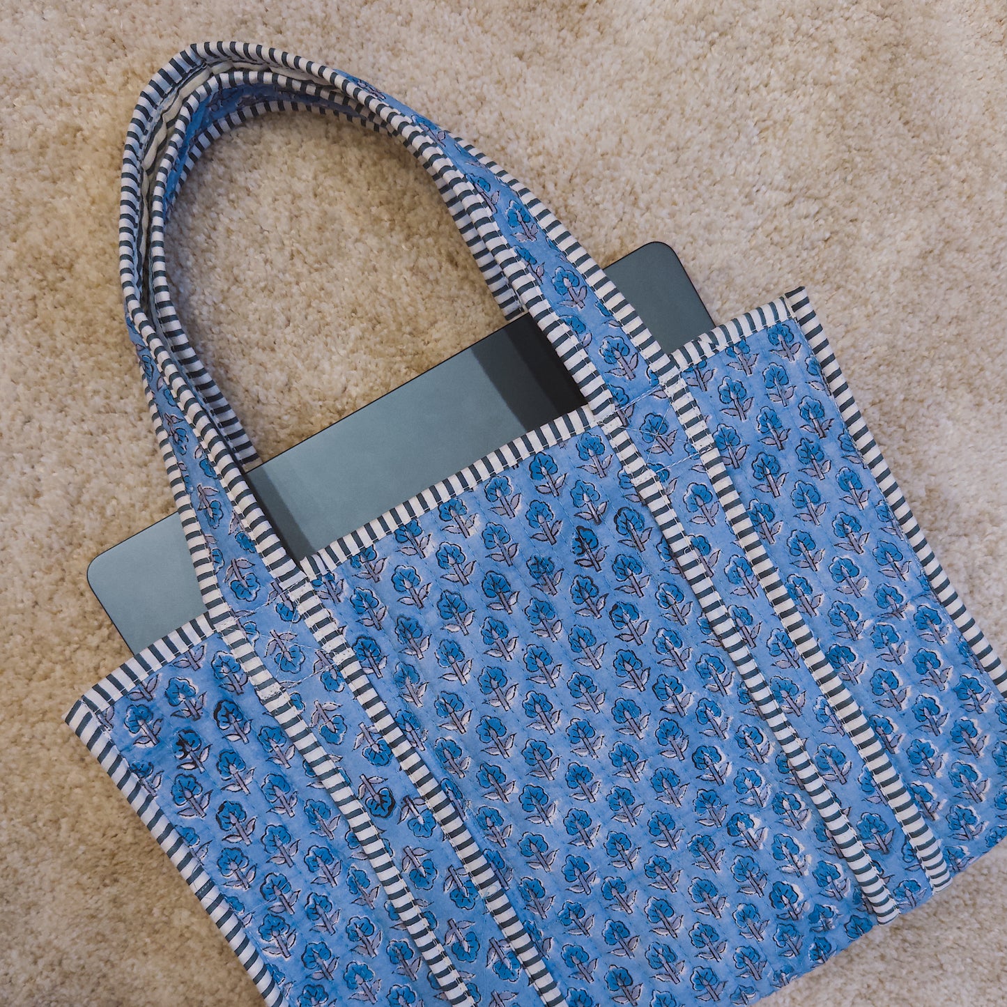 Blockprint Mini Totebag - ブルー