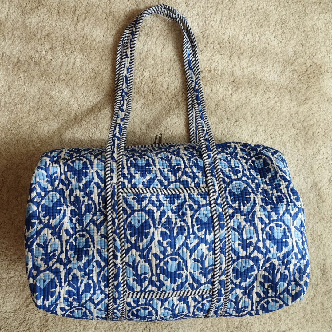 アウトレット！Blockprint ボストンバッグ - ブルーマーブル