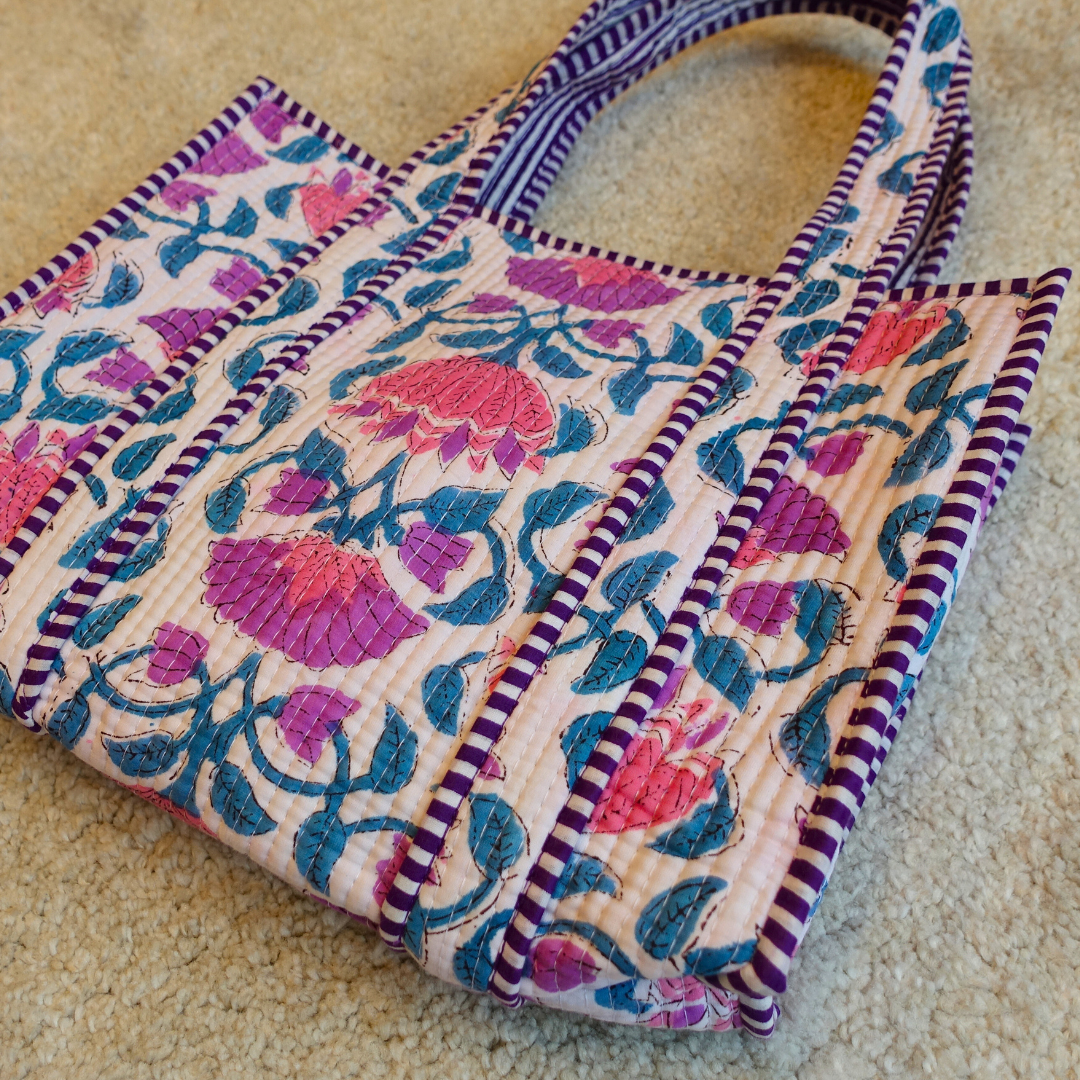 アウトレット品！Blockprint Mini Totebag - ラベンダーピンク