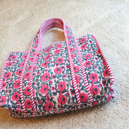 Blockprint Mini Totebag - ピンクブロッサム
