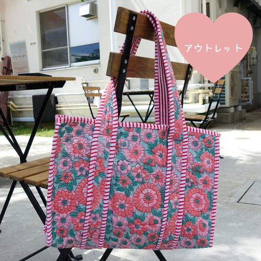アウトレット！Blockprint Mini Totebag - お花畑