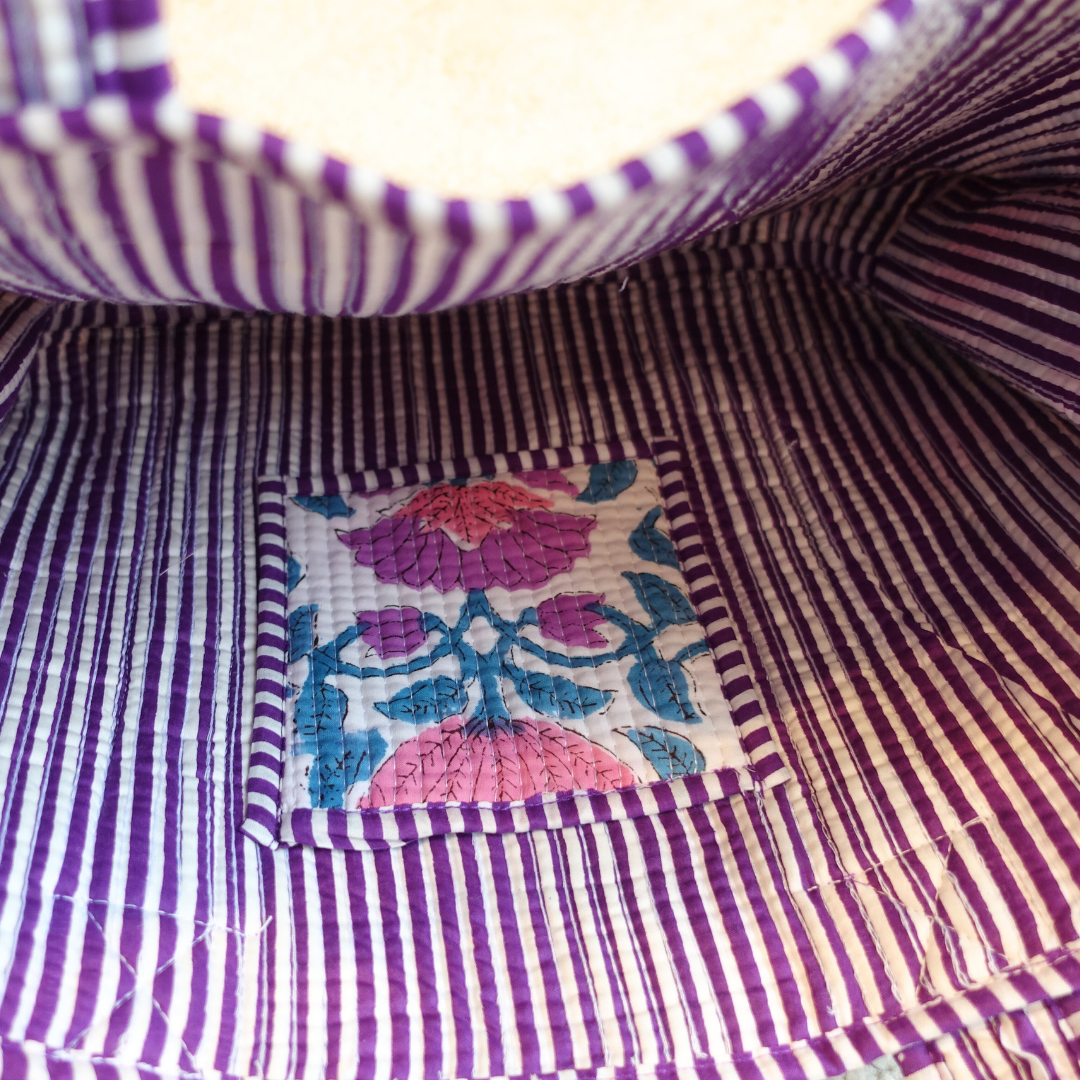 アウトレット品！Blockprint Mini Totebag - ラベンダーピンク