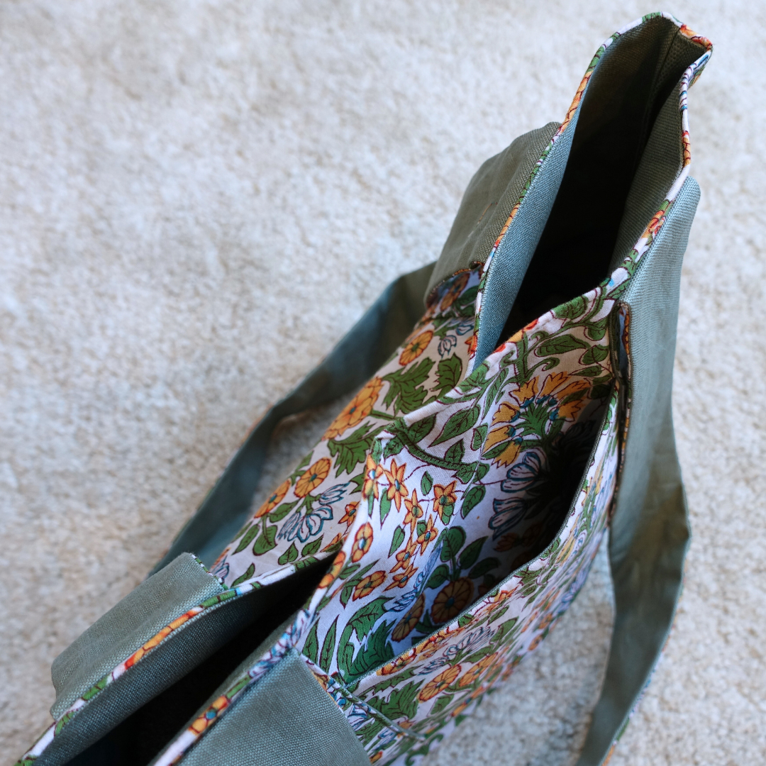 Blockprint Totebag (Handmede in Japan) - シトラス＆リーフ