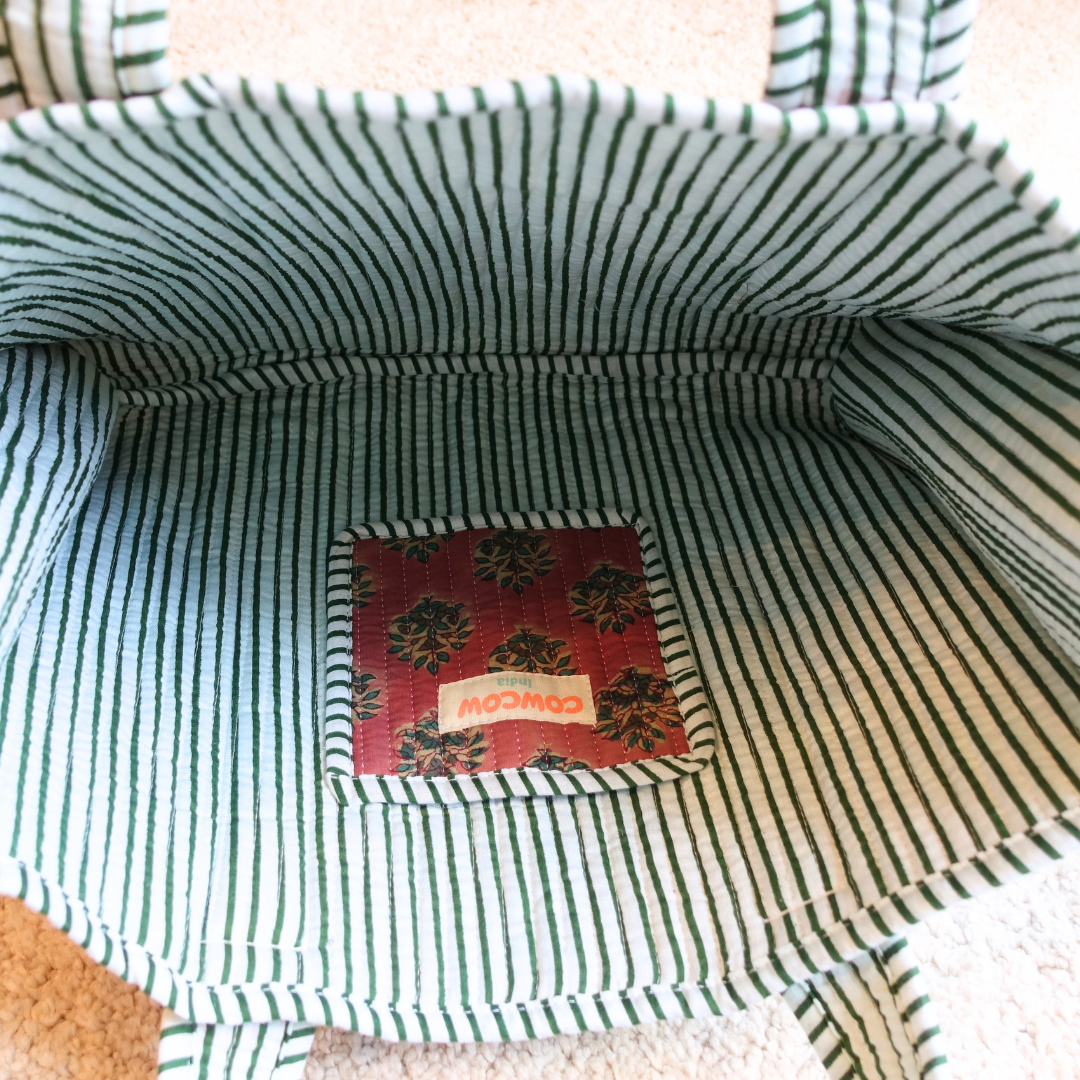 Blockprint Mini Totebag - くすみピンク