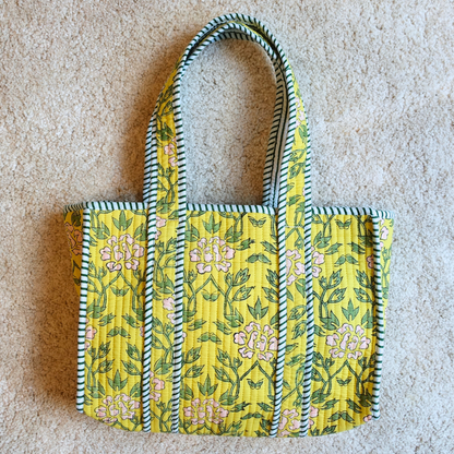 Blockprint Mini Totebag - レモンイエロー