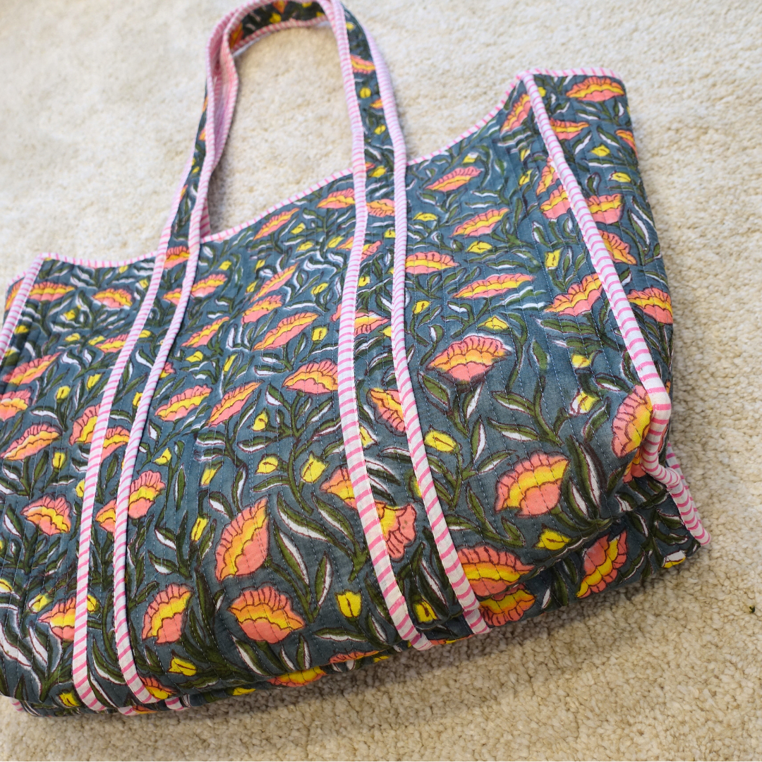 Blockprint Big Totebag - ボタニカル