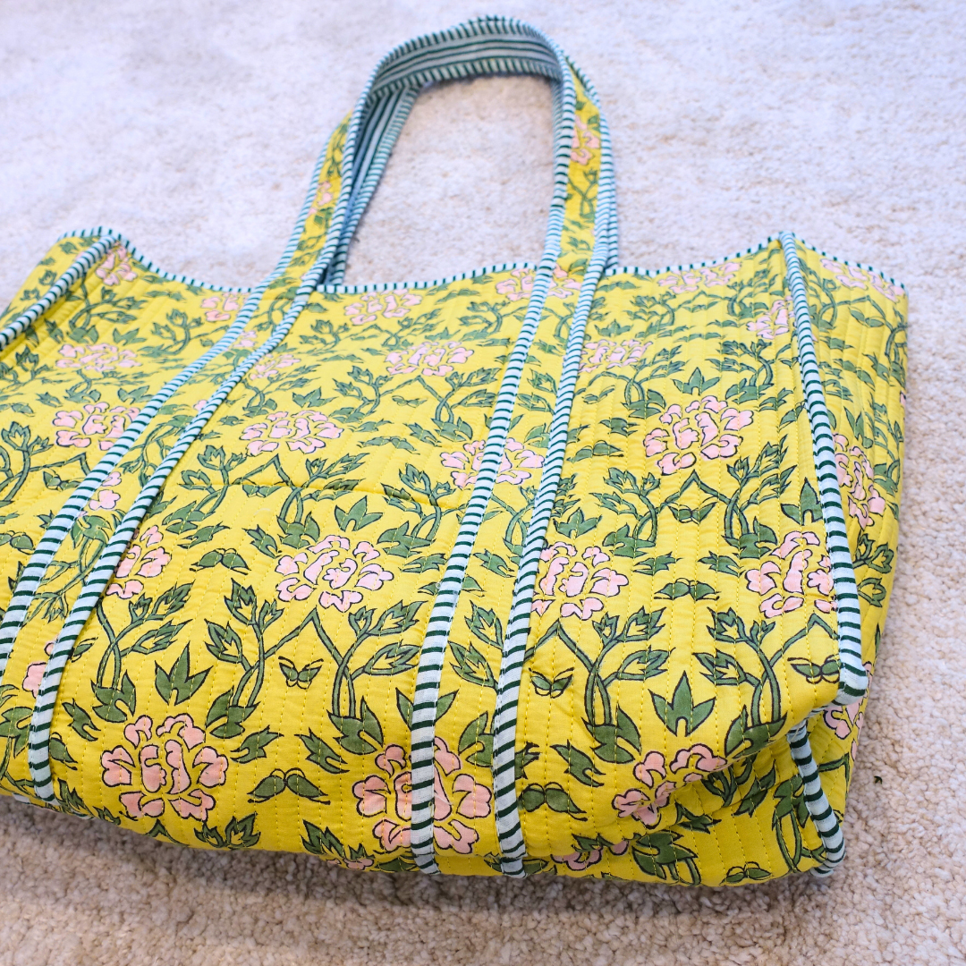 Blockprint Big Totebag - レモンイエロー