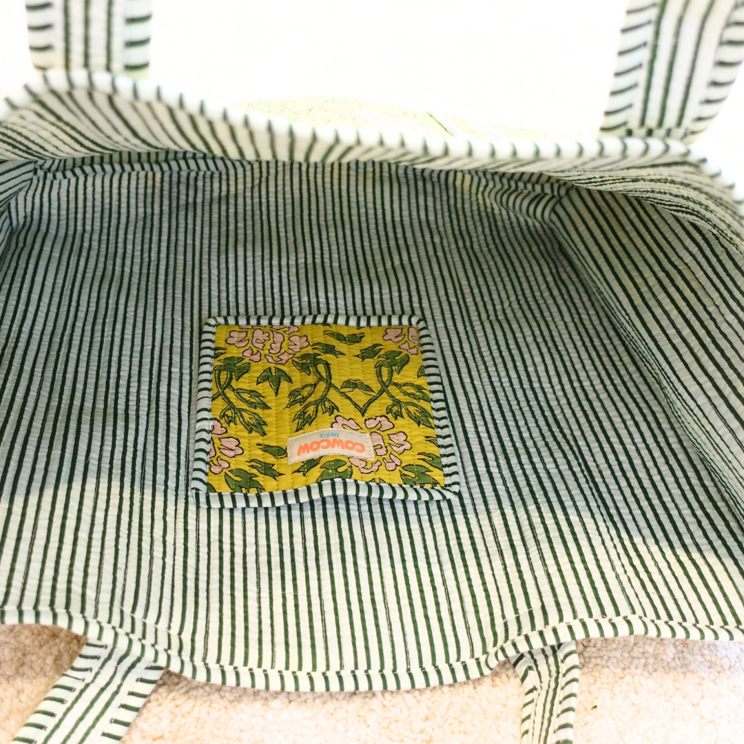 Blockprint Big Totebag - レモンイエロー