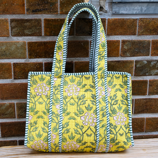 Blockprint Mini Totebag - レモンイエロー