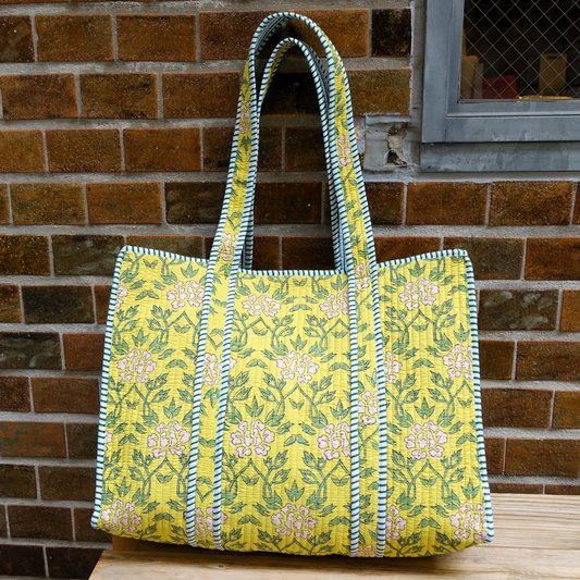Blockprint Big Totebag - レモンイエロー