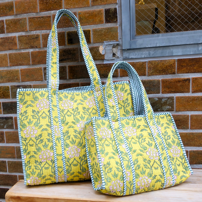 Blockprint Big Totebag - レモンイエロー