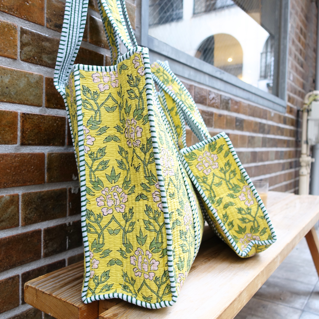 Blockprint Big Totebag - レモンイエロー