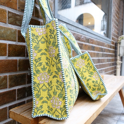 Blockprint Big Totebag - レモンイエロー