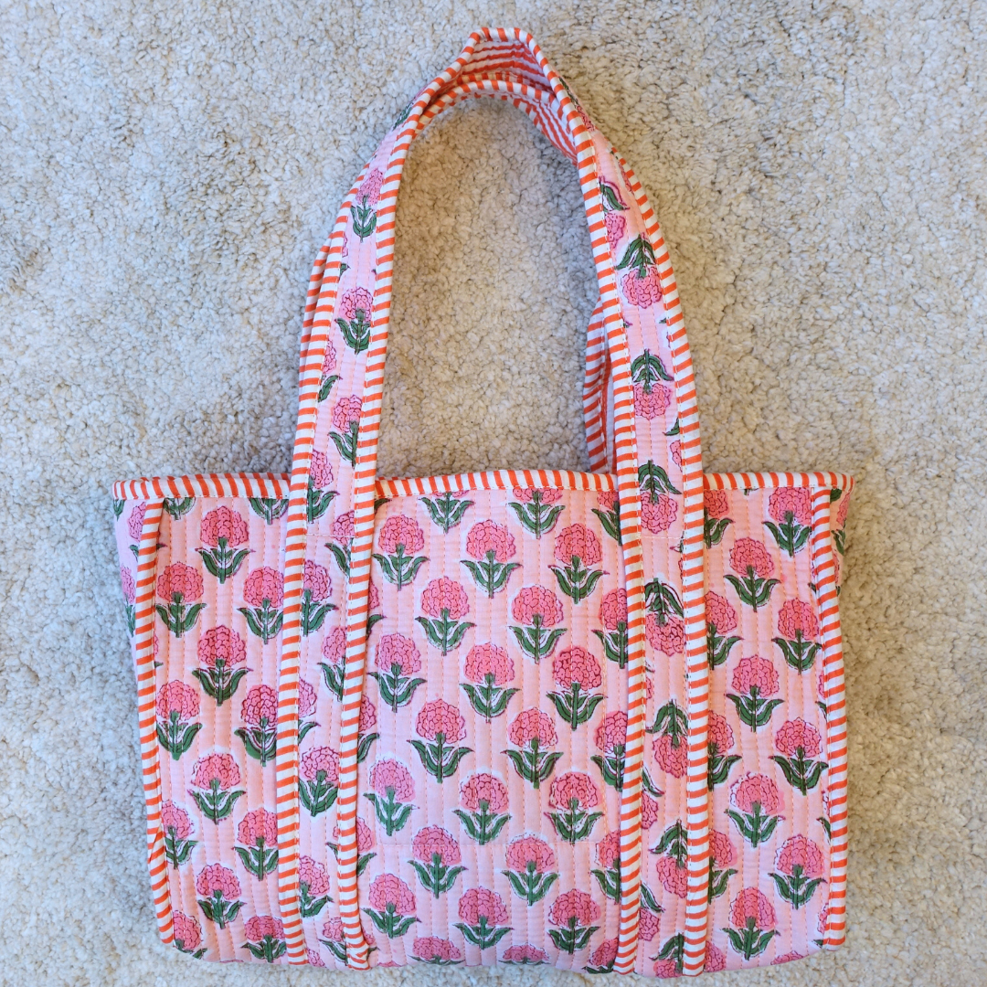Blockprint Mini Totebag - ラブリーピンク