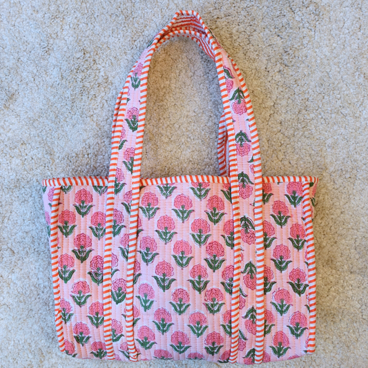 Blockprint Mini Totebag - ラブリーピンク