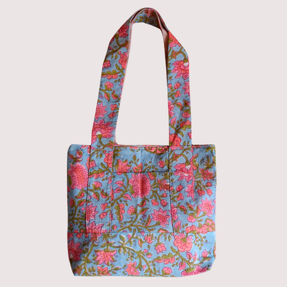 Blockprint Totebag (Handmede in Japan) - ブルーピンク