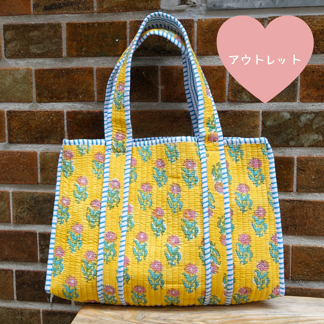 アウトレット！Blockprint Mini Totebag - イエローフローラル
