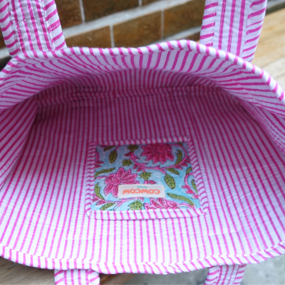Blockprint Mini Totebag - ポップピンク