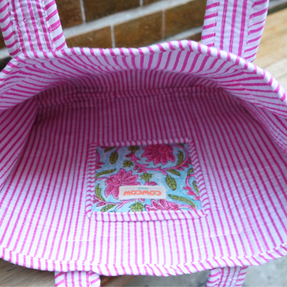 Blockprint Mini Totebag - ポップピンク