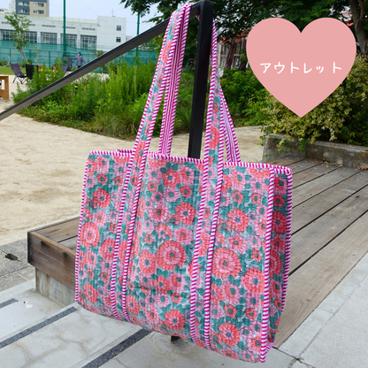 アウトレット！Blockprint Big Totebag - お花畑