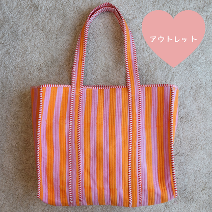 アウトレット！Blockprint Big Totebag - オレンジストライプ