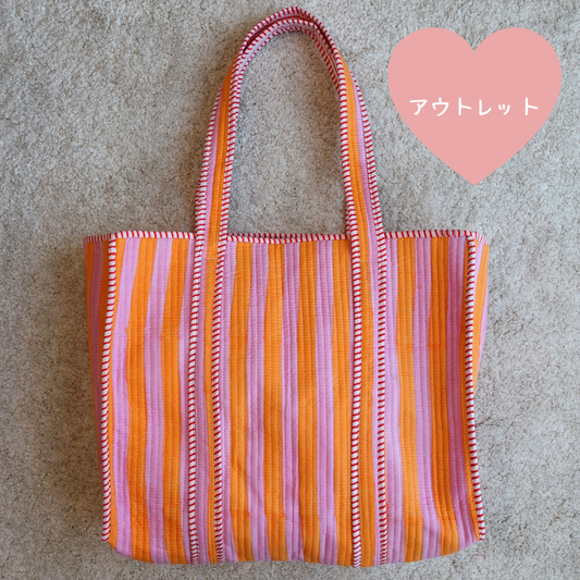 アウトレット！Blockprint Big Totebag - オレンジストライプ