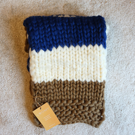 1月2日(金)発売！極太メリノ 手編みマフラー (Loomy) - ネイビー