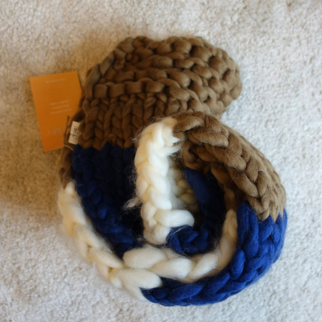 1月2日(金)発売！極太メリノ 手編みマフラー (Loomy) - ネイビー