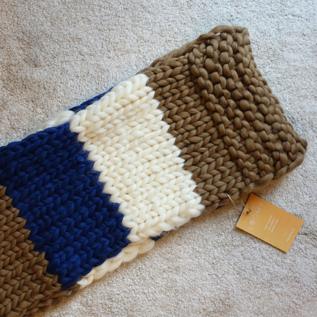 1月2日(金)発売！極太メリノ 手編みマフラー (Loomy) - ネイビー
