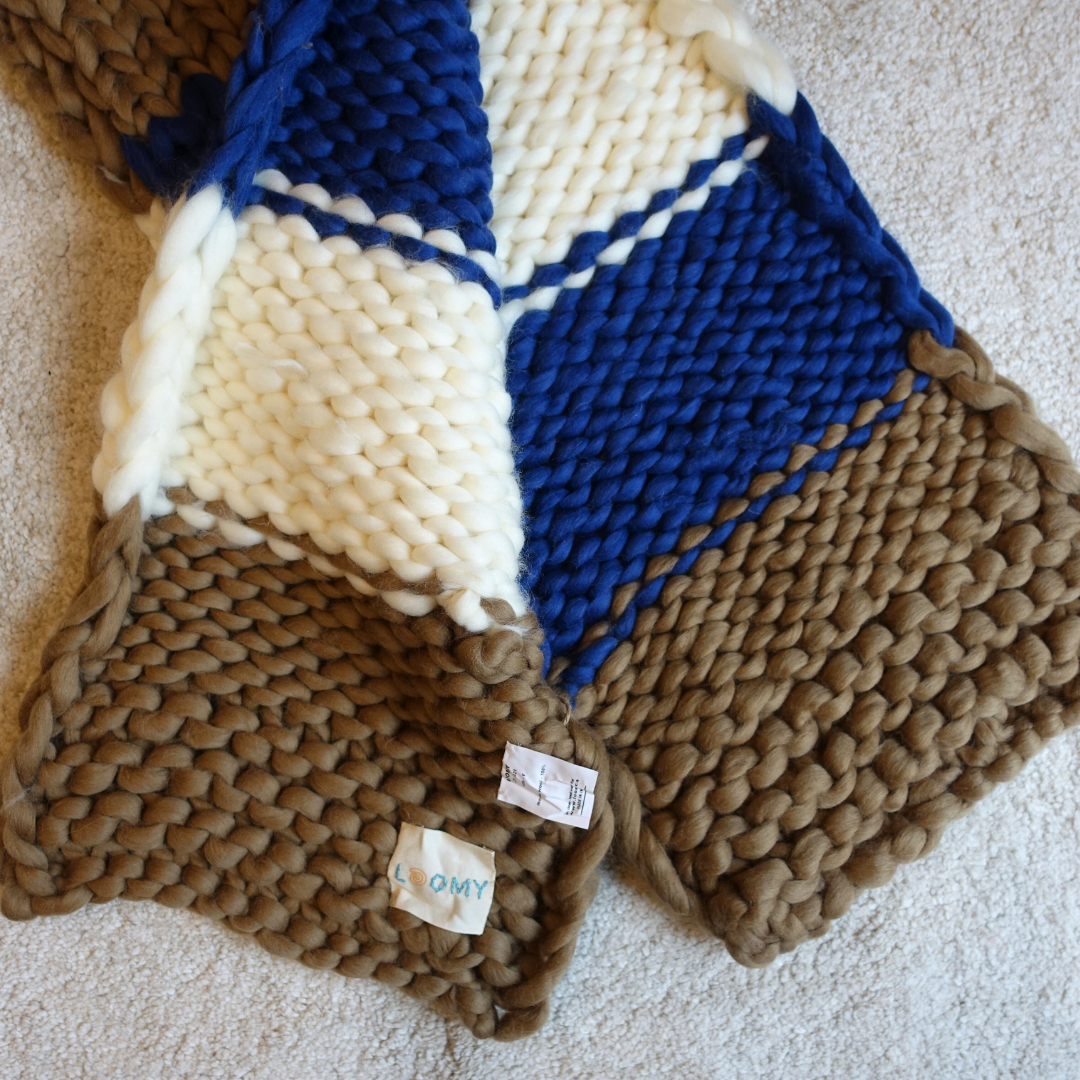1月2日(金)発売！極太メリノ 手編みマフラー (Loomy) - ネイビー