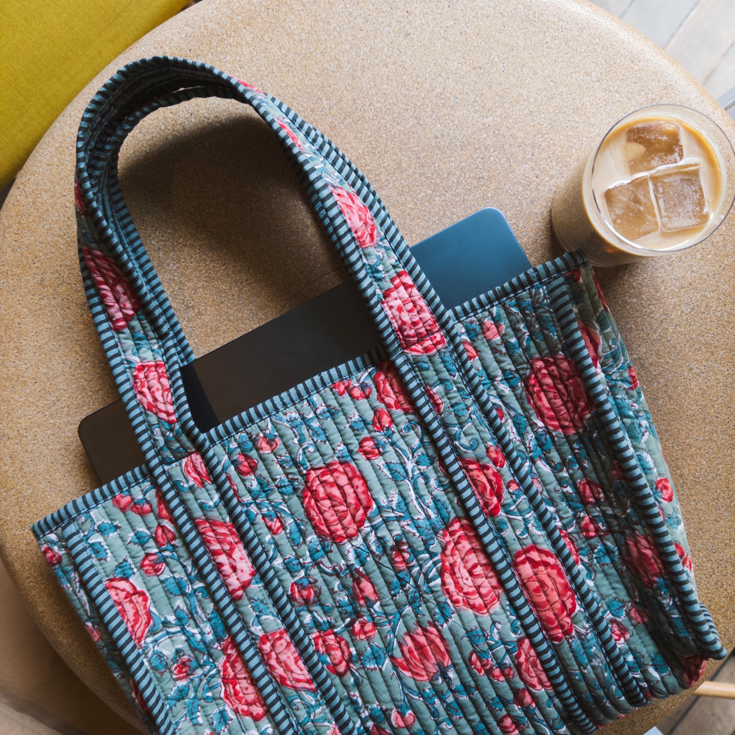 Blockprint Mini Totebag - ローズカーデン