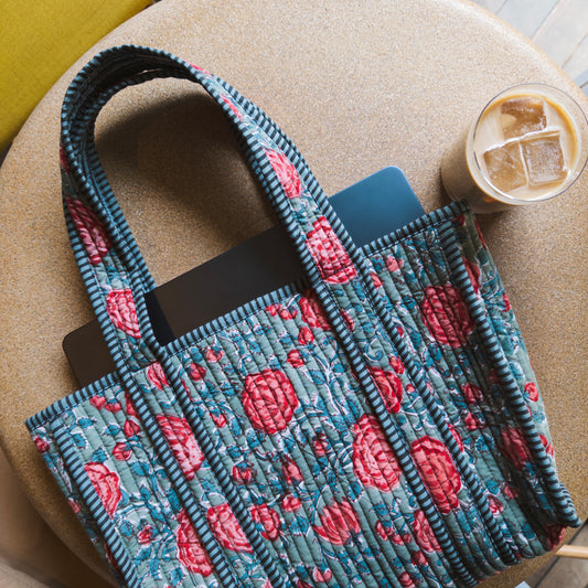 Blockprint Mini Totebag - ローズカーデン