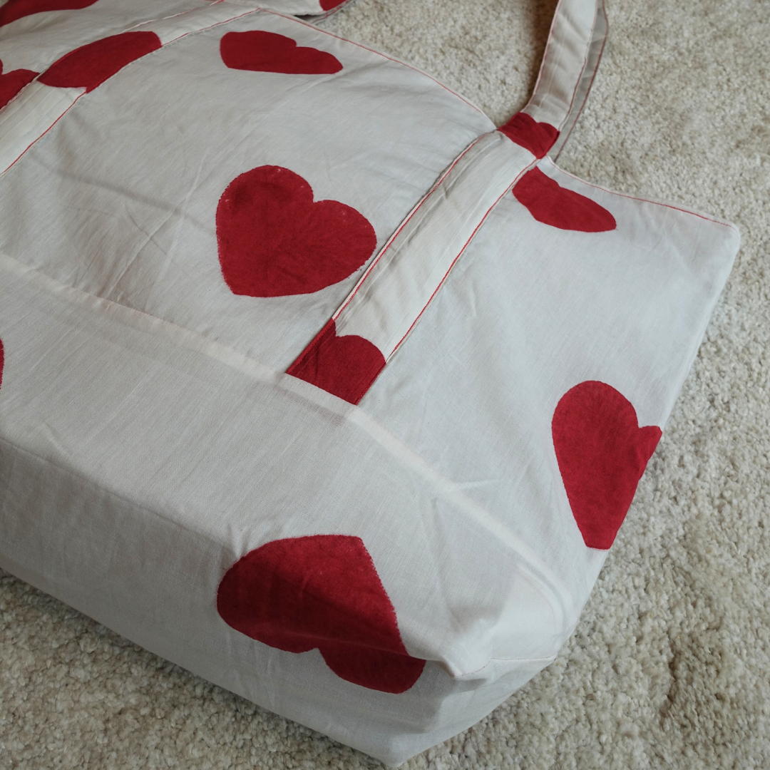 Blockprint Big Totebag - ハート イン ジャイプール (Made In Japan)