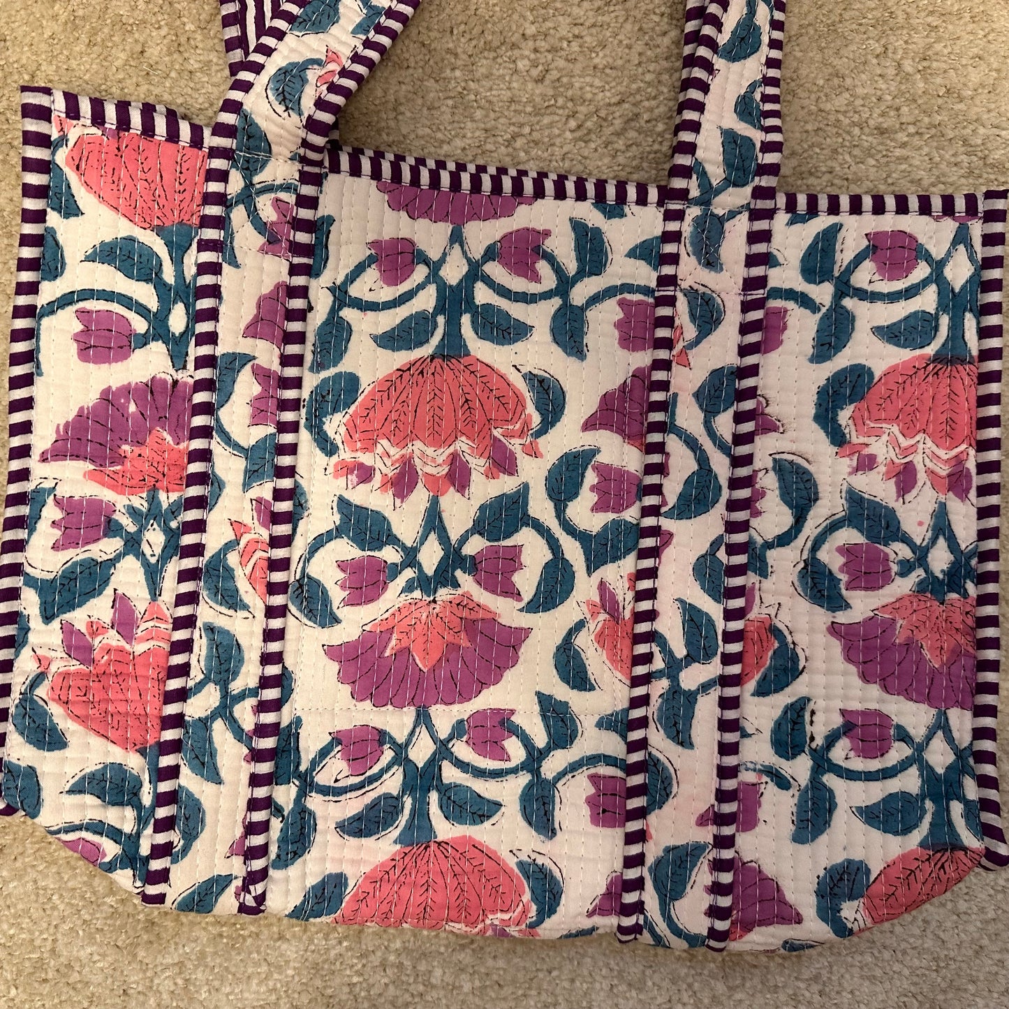 アウトレット品！Blockprint Mini Totebag - ラベンダーピンク