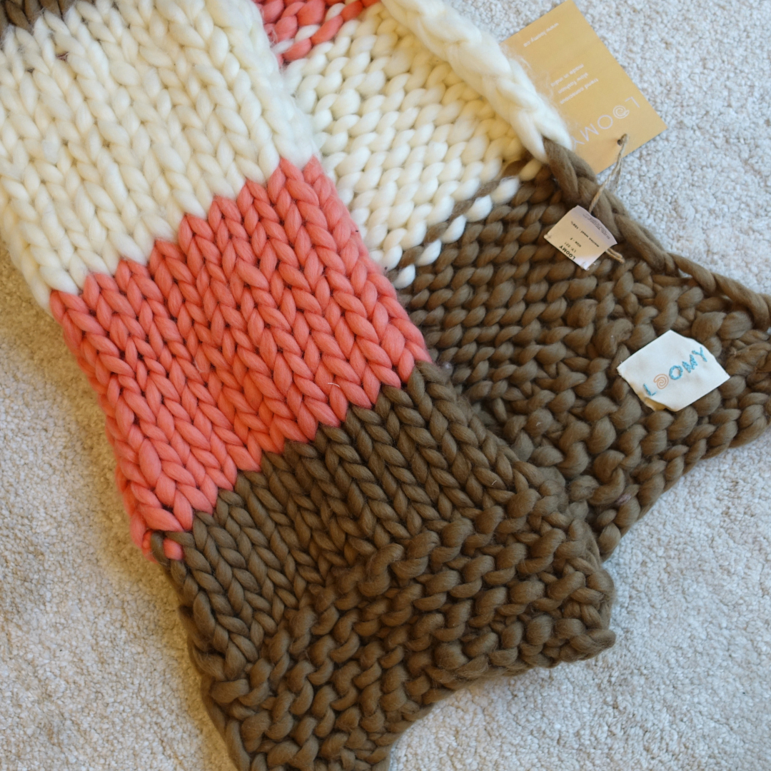 1月2日(金)発売！極太メリノ 手編みマフラー (Loomy) - オレンジピンク