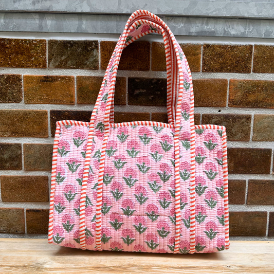 Blockprint Mini Totebag - ラブリーピンク