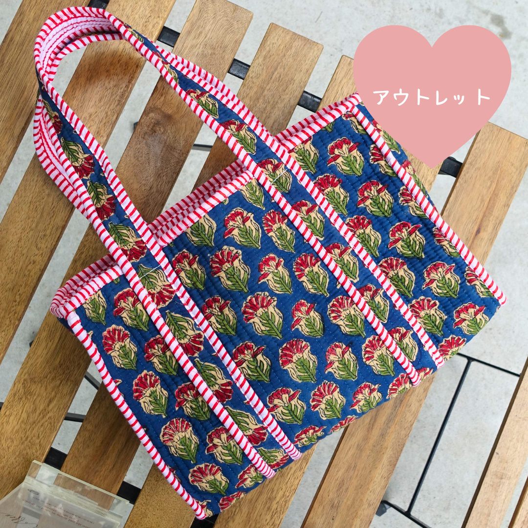 アウトレット！Blockprint Mini Totebag - ネイビーレッド