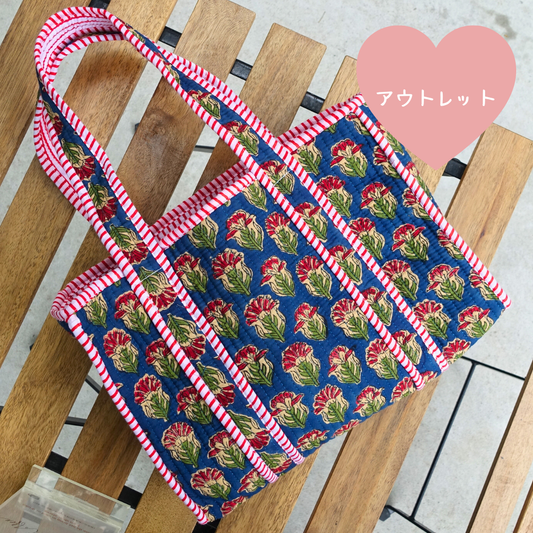 アウトレット！Blockprint Mini Totebag - ネイビーレッド