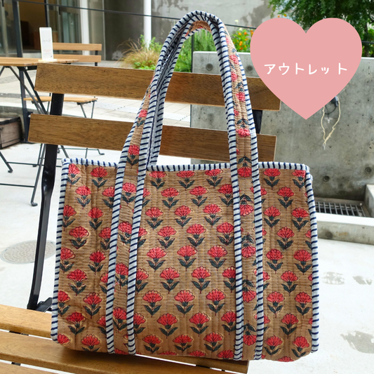 アウトレット！Blockprint Mini Totebag - スモーキーグリーン