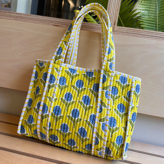 Blockprint Mini Totebag - ネオングリーン