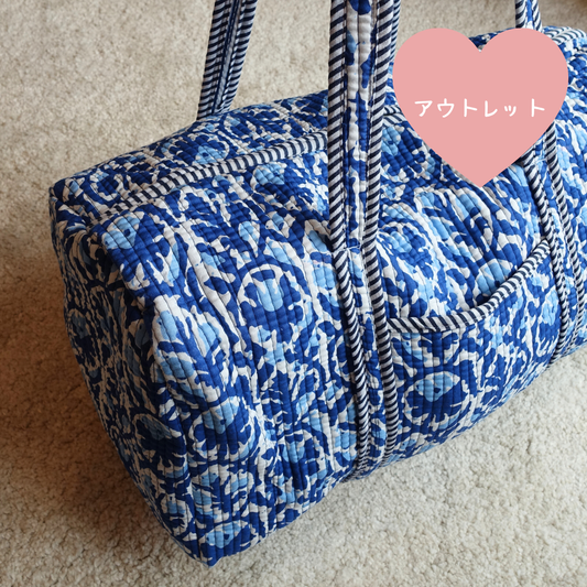 アウトレット！Blockprint ボストンバッグ - ブルーマーブル